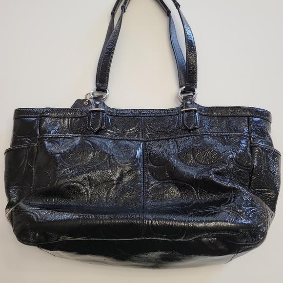 COACH Large Patent Leather Black Shoulder Bag F19462 - Picture 2 of 10